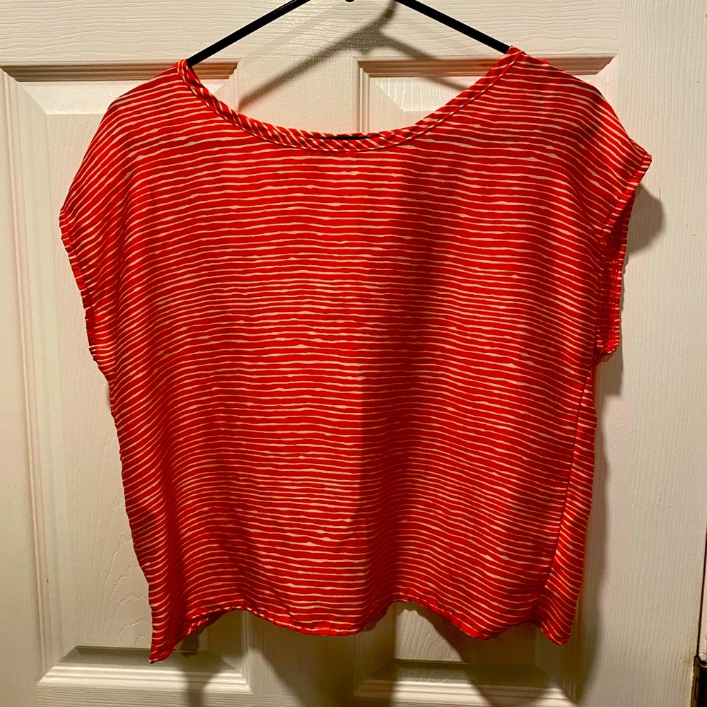 Orange and white striped open back crop top